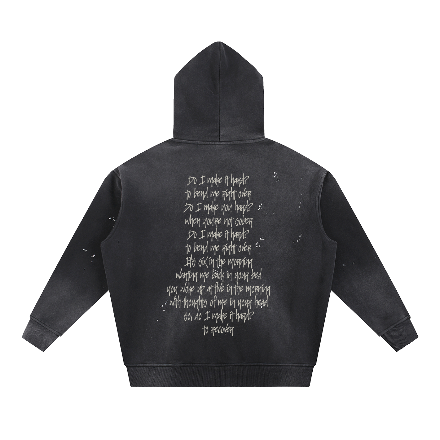'Get Me Hard' Lyrics Vintage Washed Frayed Fleece Hoodie