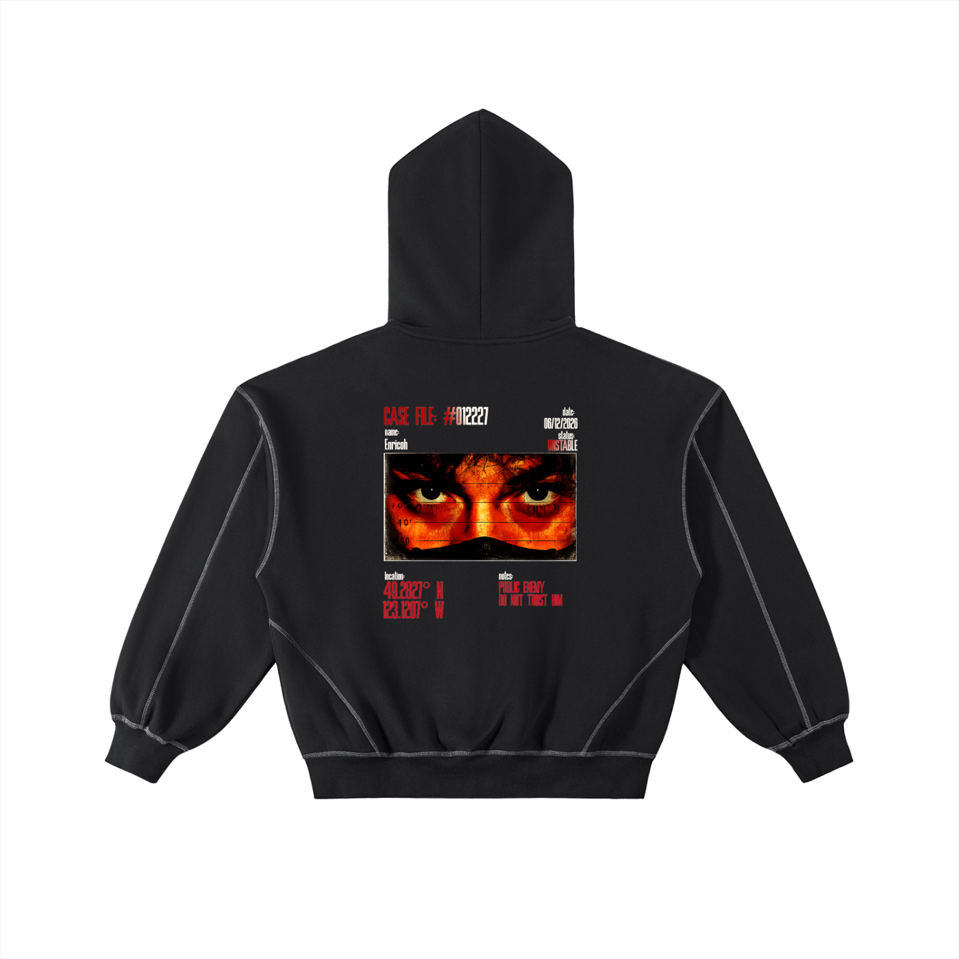 Contrast-Stitched Boxy Fleece Zip Hoodie