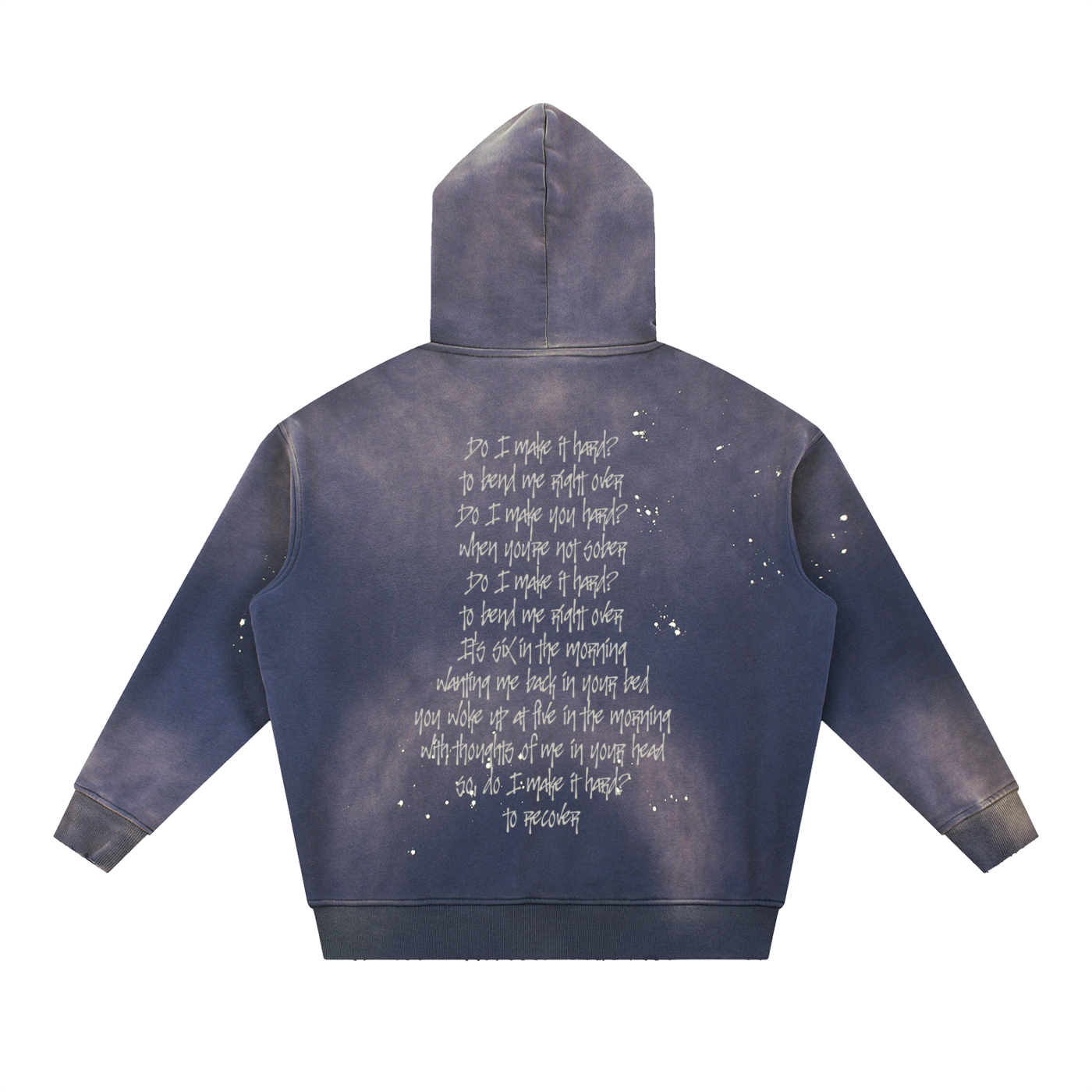 'Get Me Hard' Lyrics Vintage Washed Frayed Fleece Hoodie