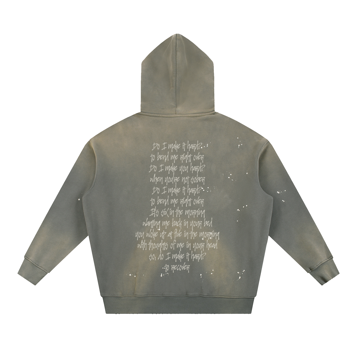 'Get Me Hard' Lyrics Vintage Washed Frayed Fleece Hoodie